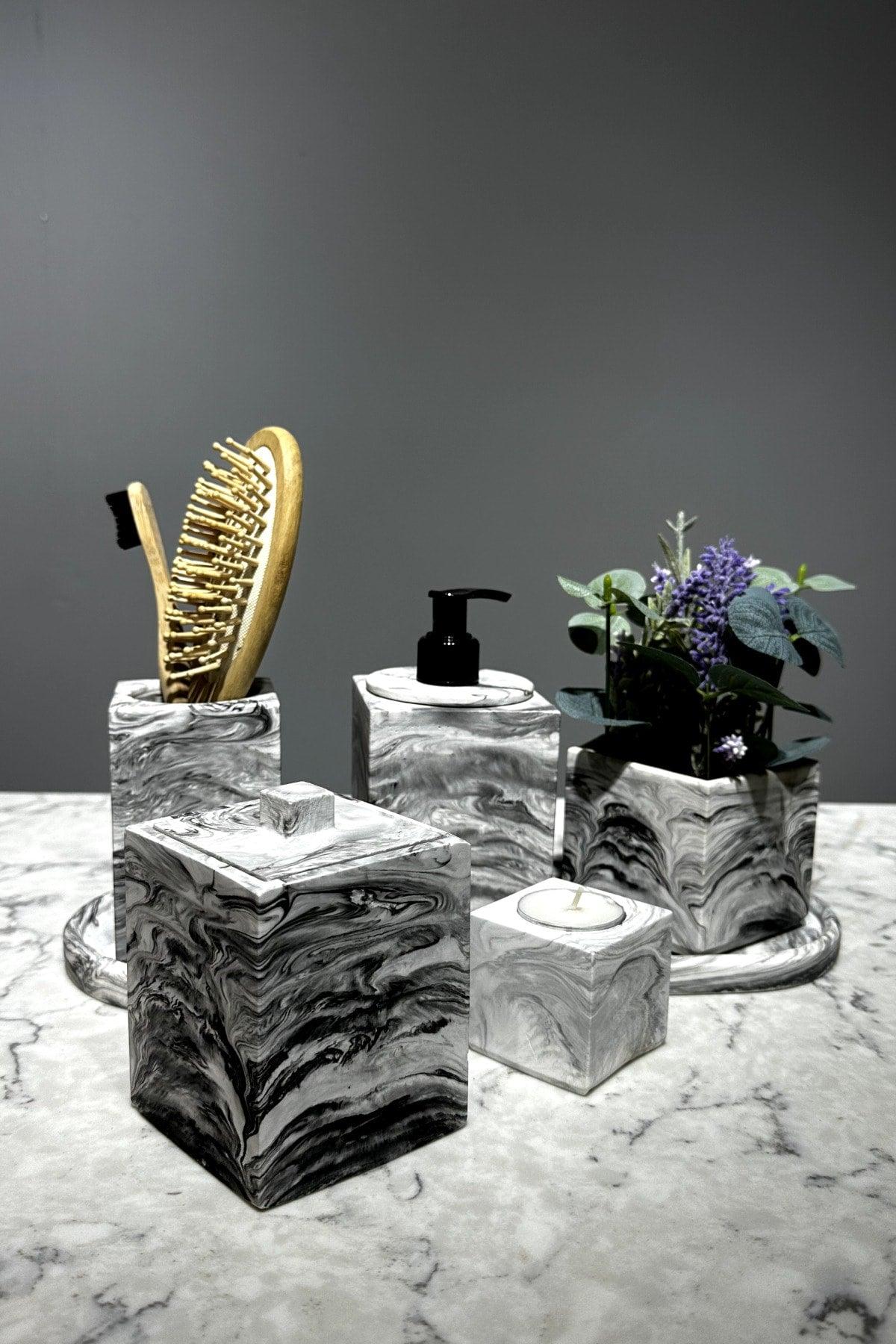 Marble Series Artificial Flower Bathroom Set - Swordslife