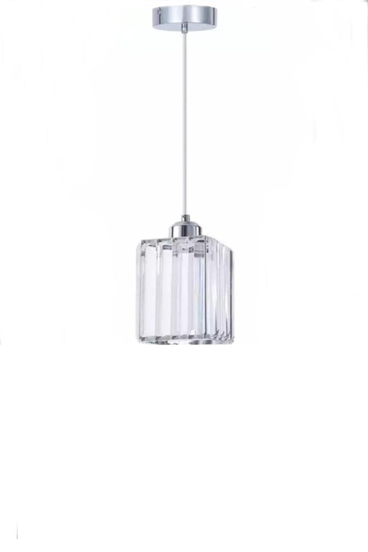 Pendant Lamp Single Silver K-12 (Plaf. Tesi̇Sat) Crystal Stone Chandelier