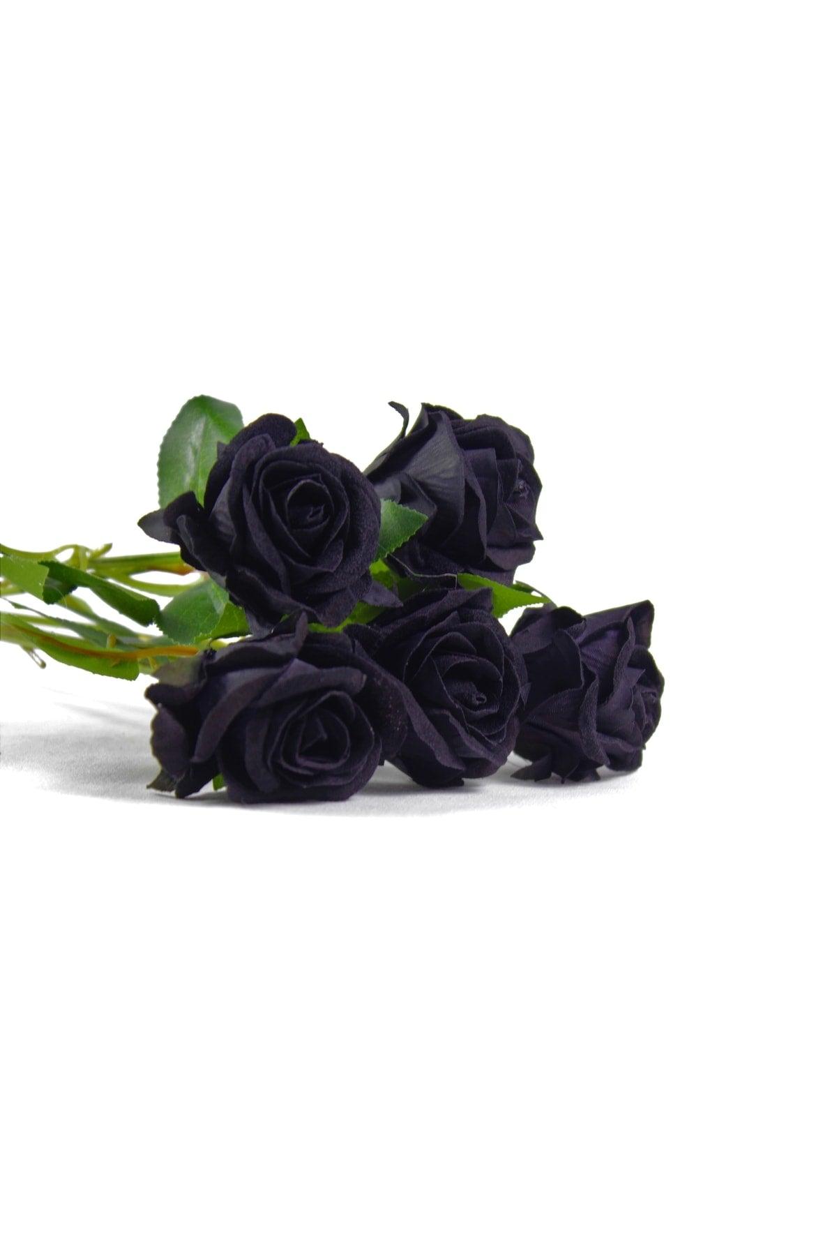 Special Black Artificial Rose 5 Pieces 50 Cm - Swordslife