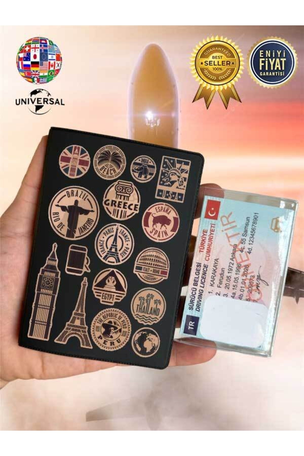 Country Pattern Leather Passport Cover Case Smooth Surface Suitable For All Country Passports