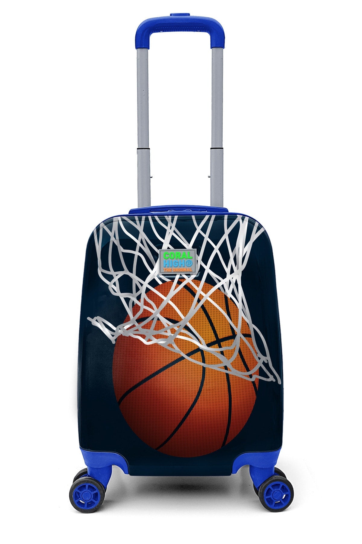 Kids Navy Blue Orange Basketball Patterned Child Suitcase 16753