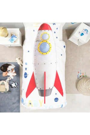 Cotton Space Rocket Patterned Children'S Room Boys' Duvet Cover Set