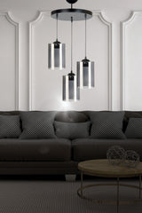 Serap 3-Piece Modern Decorative Smoked Glass Pendant Lamp Chandelier - Bedroom - Living Room - Kitchen - Hall