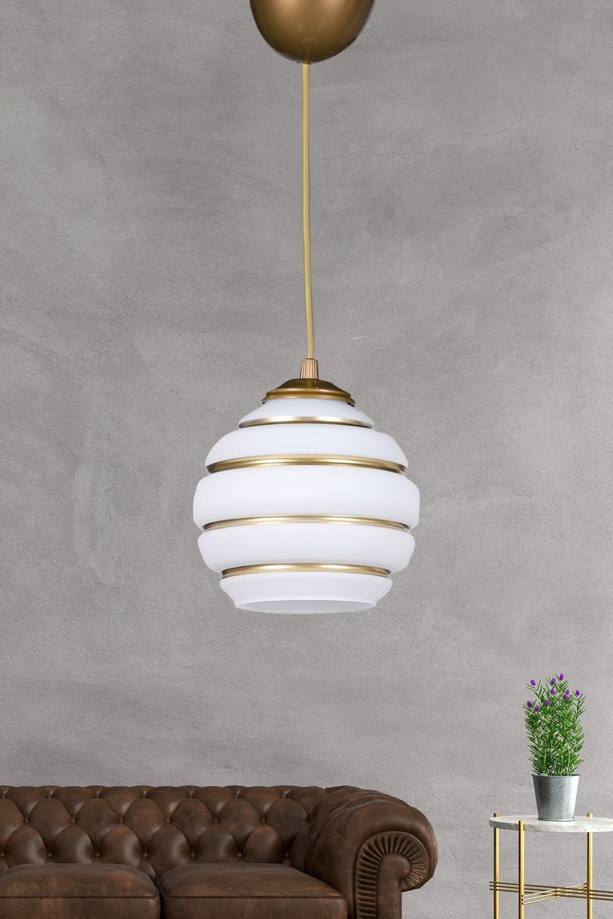 Gold Single Striped Pendant Lamp Chandelier