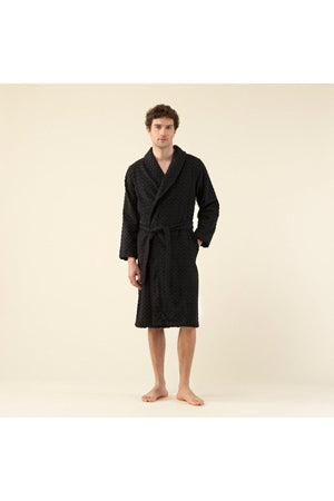 Zigzag Men's Bathrobe Black - Swordslife