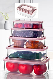 Set Of 5 Embox Rectangular Provisions, Food Storage Container Powder
