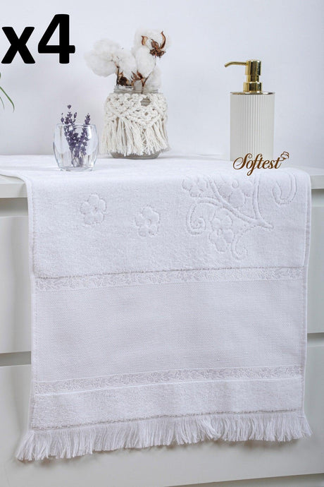 4 Pieces 50x90 Etamine Hollow Fringed Towel Set, Dowery Jacquard Towel, Embroidery Towel - Swordslife