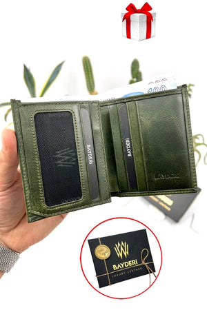 Lisande Genuine Leather Kibar Men'S Wallet Crazy Green
