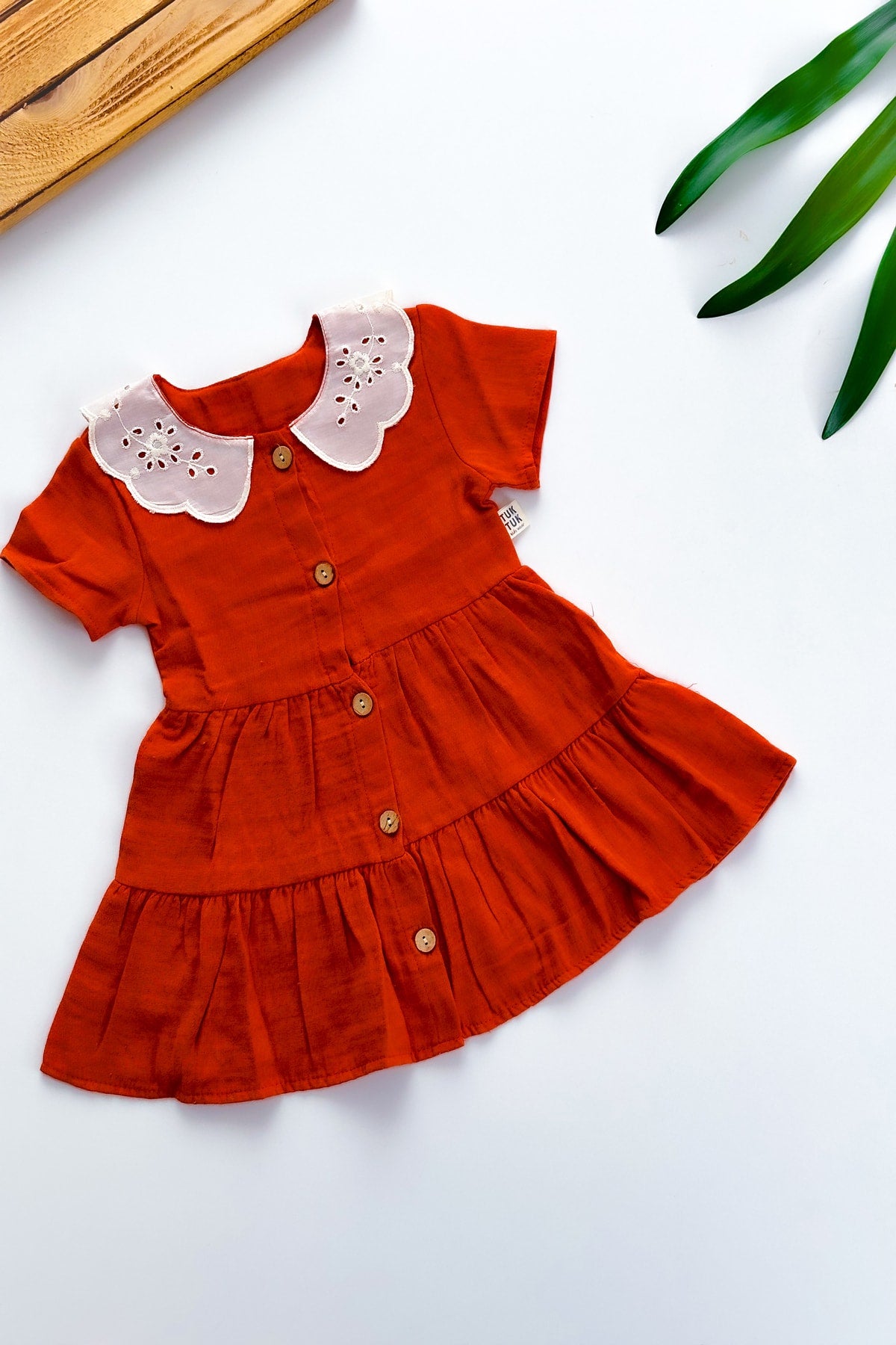 Baby Mädchen Mädchen Sommerkleid Kurzarm Spitzenkragen Babyanzug Babykleidung