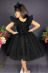 Earring Sequin Sequin Tulle Girl Child Dress MNK0526 BLACK