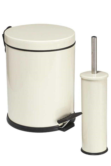 5 Lt 2 Liter Bathroom Set Stainless Color Pedal Cream Trash Bin - Swordslife