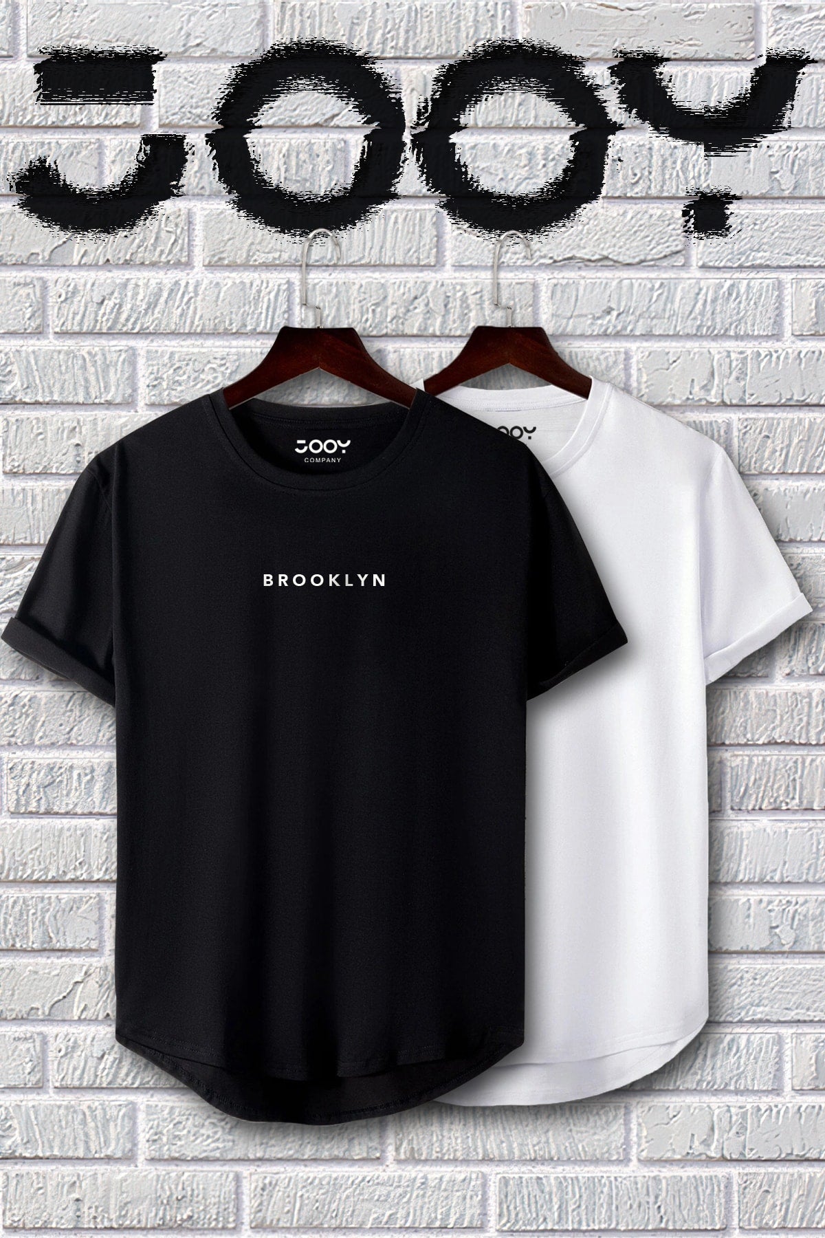 Brooklyn Printed Black And White Oval Cut Tshirt Set Of 2