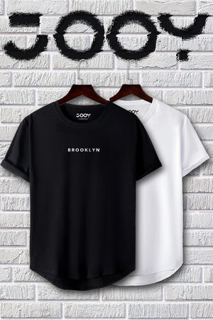 Brooklyn Printed Black And White Oval Cut Tshirt Set Of 2