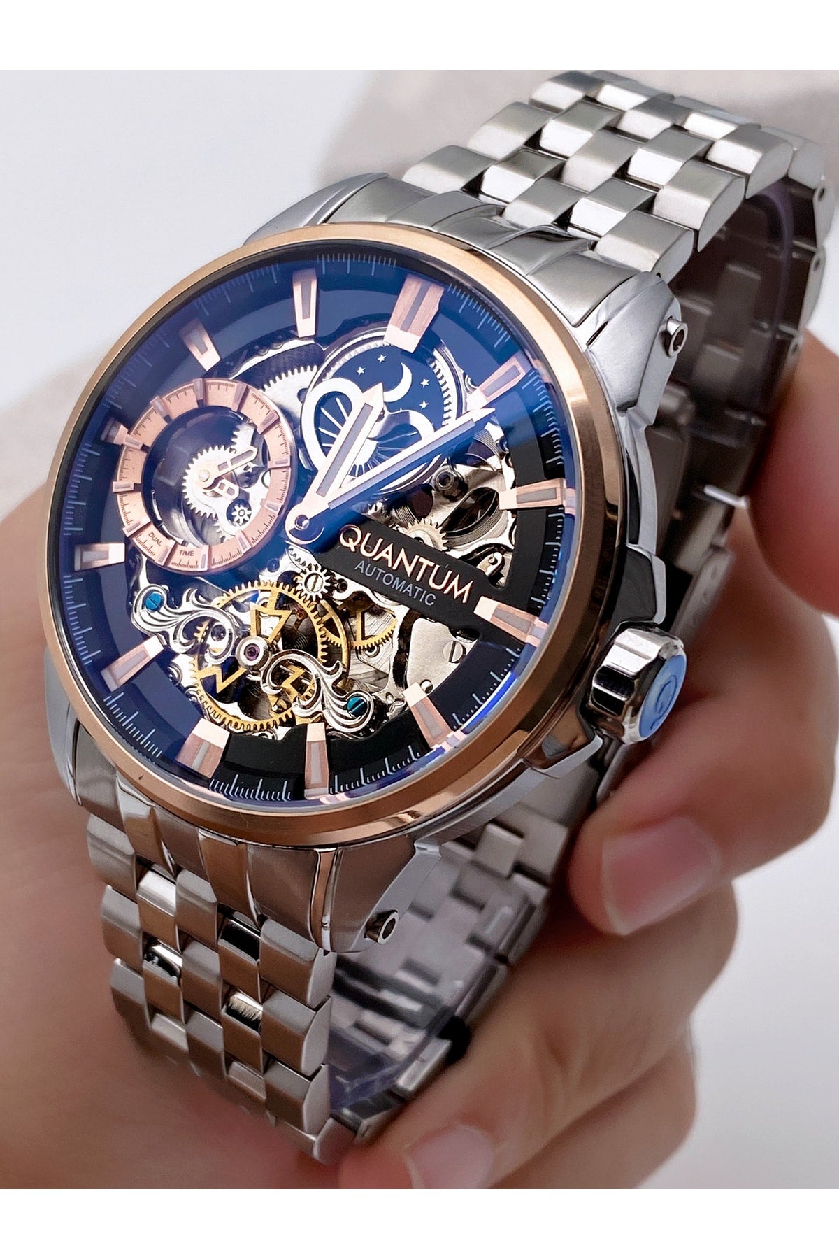 Automatic Luxury Men'S Wristwatch & Sc Silver Collection Bracelet