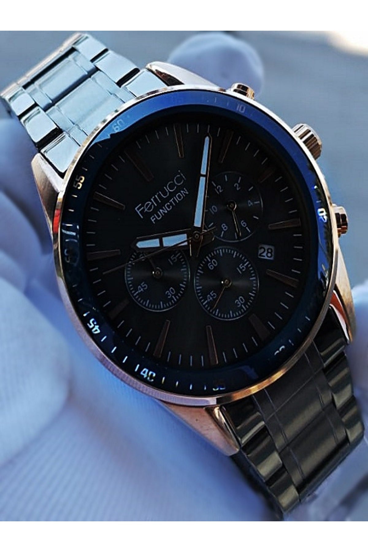 Black Men'S Wristwatch 3 Atm Waterproof Functions Active Stainless Steel