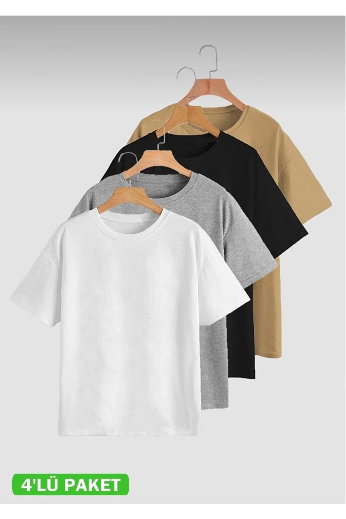 Unisex 4-Piece Ready Pack Black - Gray - White - Brown Slimfitt T-shirt - Swordslife