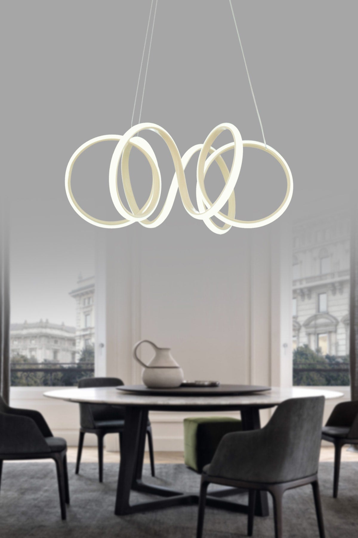 Minerva Cream Modern Pendant Lamp Led Chandelier Living Room Kitchen Room Led Chandelier
