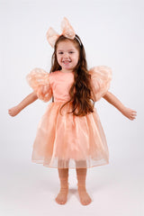 Salmon Crown Organza Girl's Party Dress - Carlene