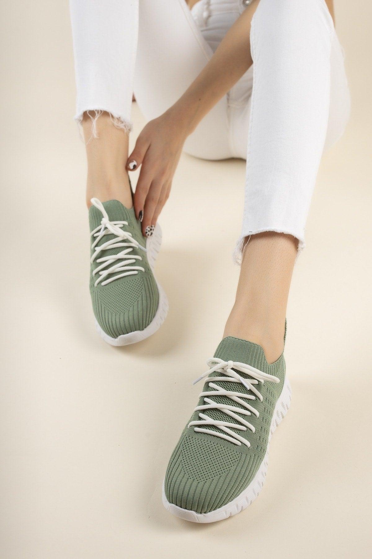 Women's Khaki Knitwear Sneaker - Swordslife