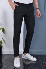  Мужские черные брюки итальянского качества из гибкой лайкры длиной до щиколотки