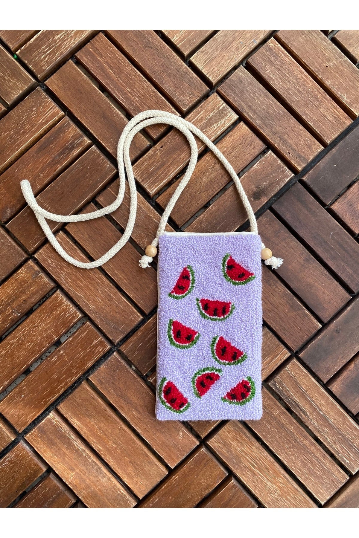 Punch Embroidery Phone Bag - Watermelon Pattern
