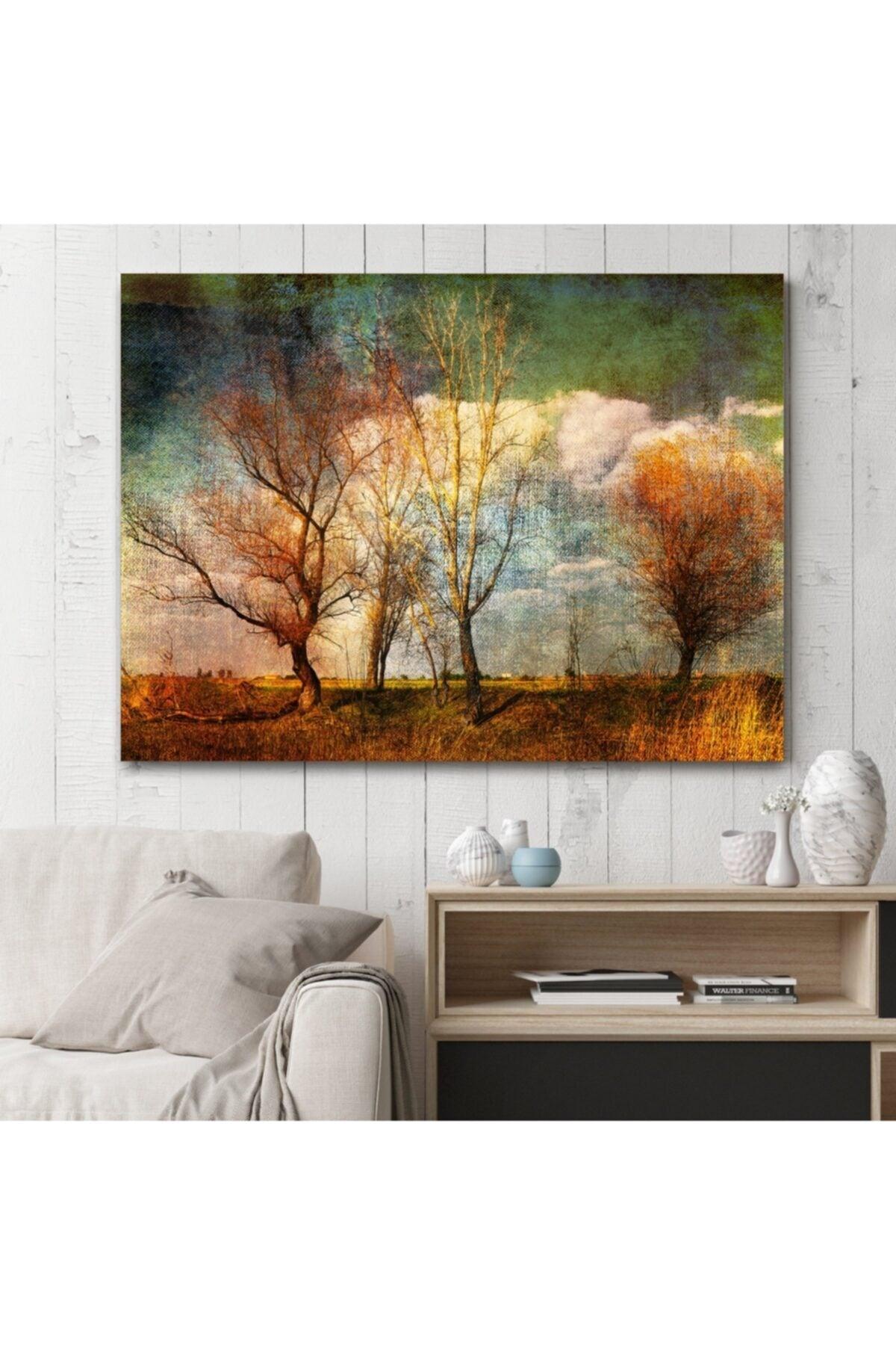 Orange Oil Painting Trees Canvas Print - Swordslife