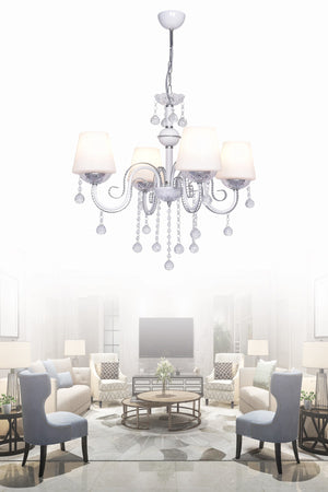 Berfin 4-Piece White Chrome Special Static Painted Stainless Stone Chandelier