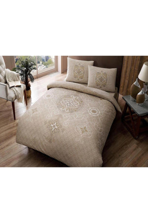 Duvet Cover Set Cotton Single Sianna Brown