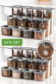 Quadratischer Frischhaltebehälter mit weißem Siebdrucketikett, 24er-Set, 8 x (0,55 Liter, 1,2 Liter, 1,75 Liter)