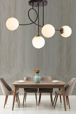Pare Model Modern Sports Black 4-Globe White Glass Chandelier