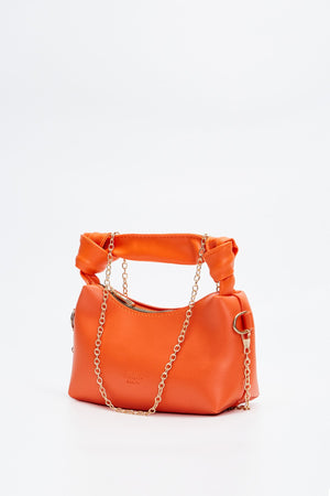 Orange Shk24 Soft Leather Knot Detailed Chain Strap Hand and Shoulder Bag L:14 E:22 W:8 cm