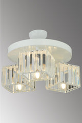 Lara 3-Piece White Plaf.k-10 Crystal Stone Chandelier