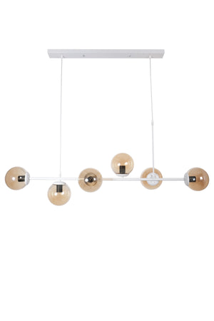 Simao Modern Design White Color Honey Glass Living Room - Dining Table Top - Kitchen 6-Piece Chandelier