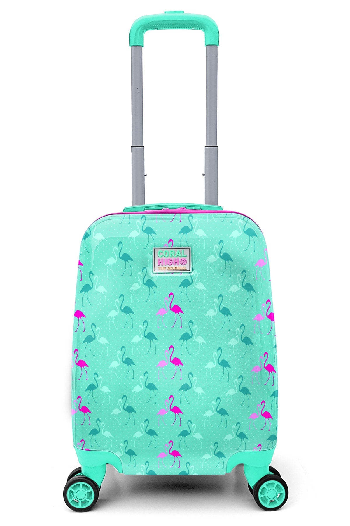 Kids Water Green Neon Pink Flamingo Patterned Luggage 16714