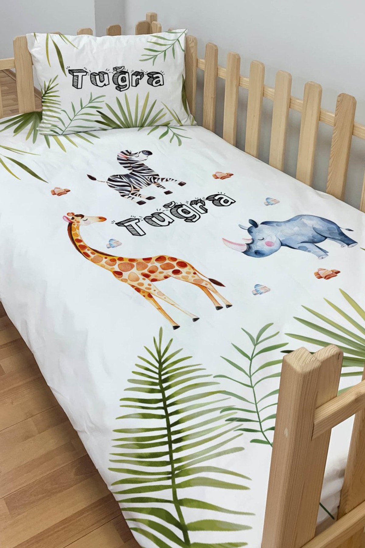Custom Montessori Micro Satin Duvet Cover Set Animals