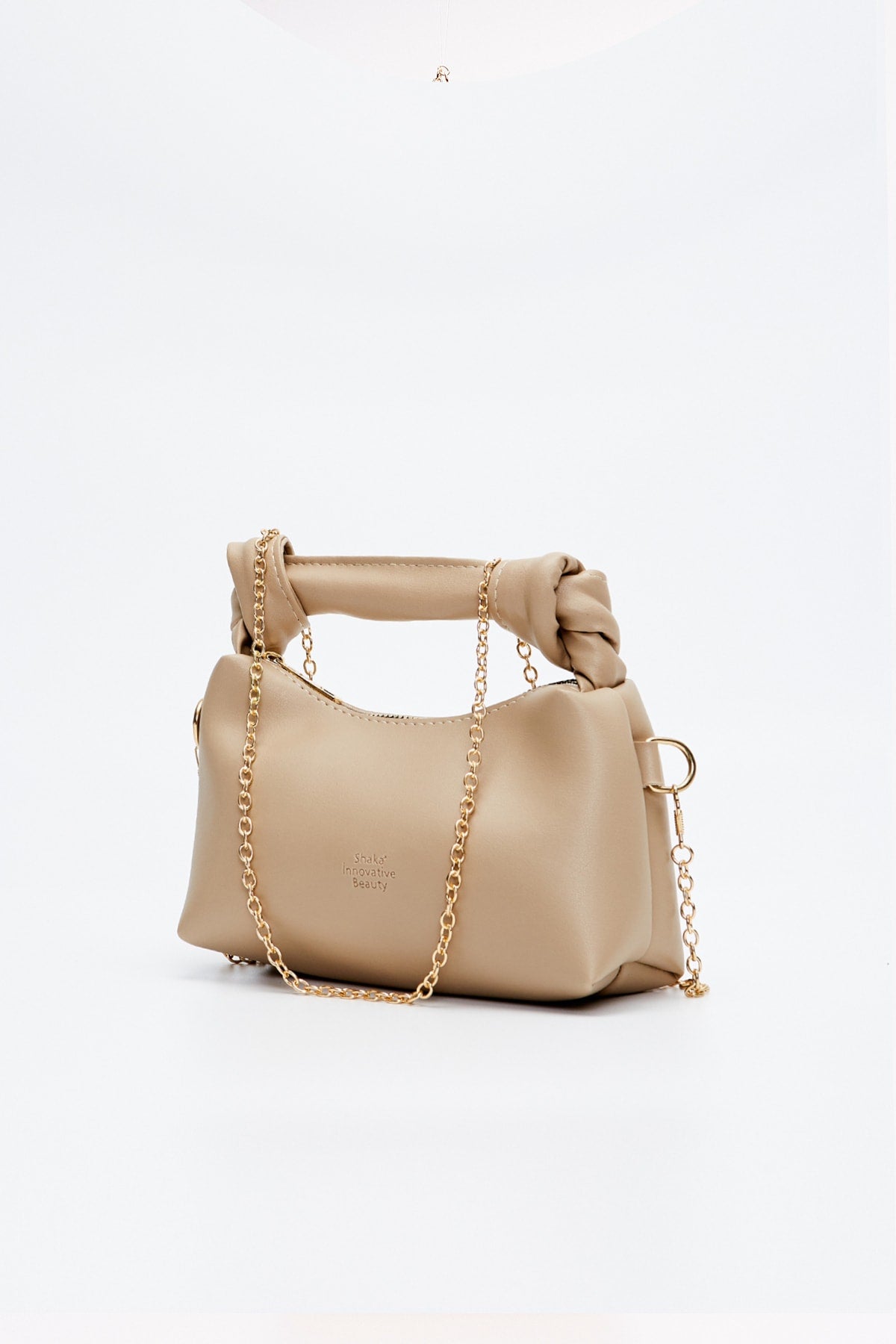 Vizon Shk24 Soft Leather Knot Detailed Chain Strap Hand and Shoulder Bag L:14 E:22 W:8 cm