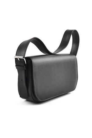 Selen Black Covered Baguette Bag