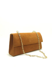 Women's Brown Suede Chain Strap Bag - Swordslife
