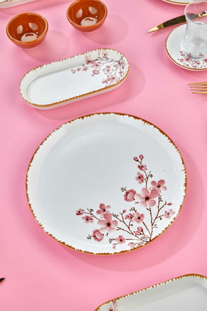Lux Ceramic Handgefertigtes Frühstücksset für 6 Personen, 21-teilig, Sakura-Blüten