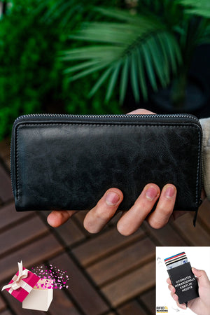 Unisex Vegan Leder Kartenhalter Geldbörse mit Handyfach Xclub
