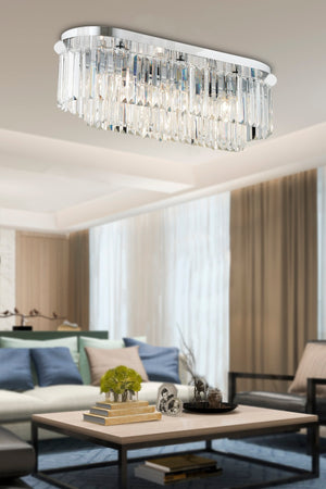 swordslife Rectangular Chrome Crystal, Stone Modern Design Dining Table Top, Crystal Living Room Chandelier