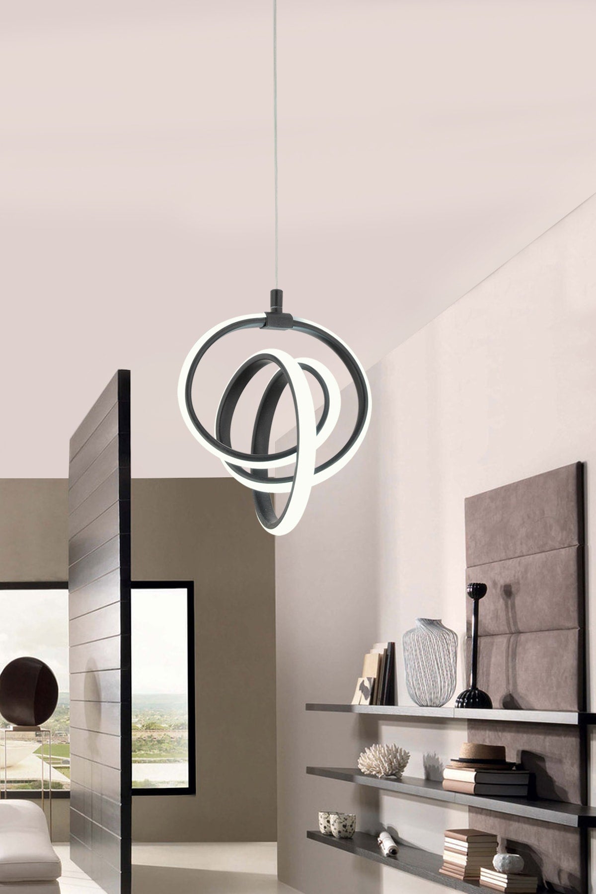 Venita Black Modern Pendant Lamp Led Chandelier White Light Living Room Kitchen Room Led Chandelier