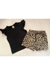 Girl Leopard Patterned Shorts Set