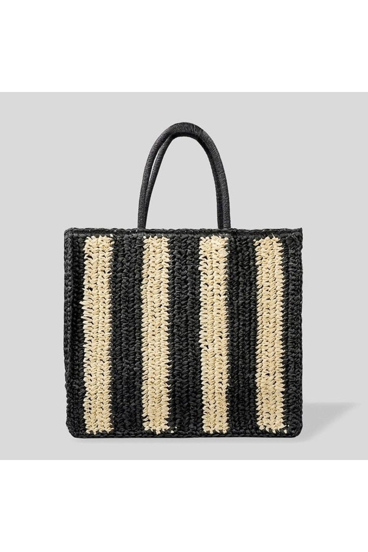Two Color Tote Straw Bag
