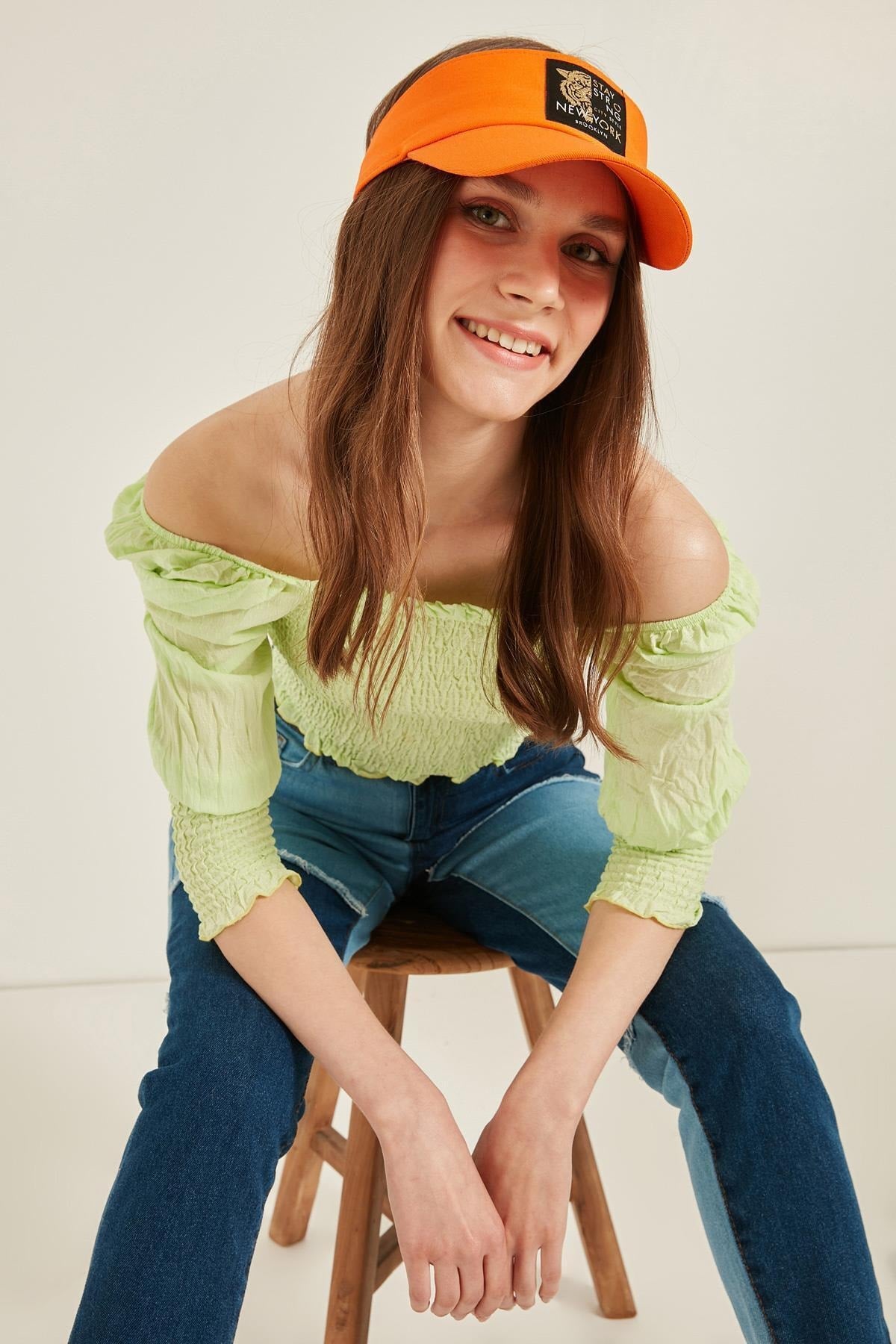 14097 Tiger Crest Orange Visor Hat