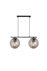 Modern Smoked Glop Glass Row Double Black Pendant Lamp Chandelier