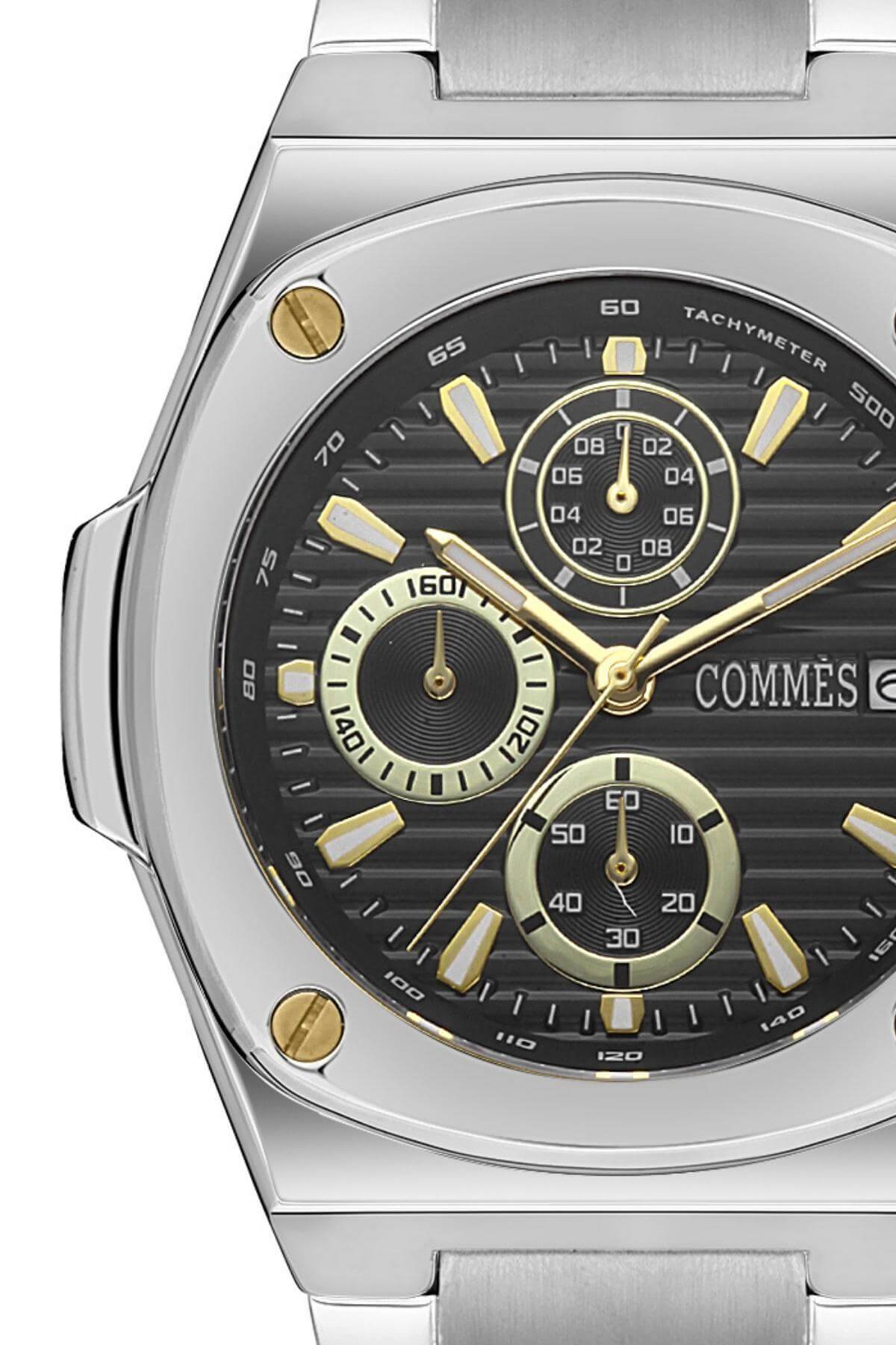 Stahlband Silber Schwarz Farbe Stoppuhr und Kalender Herren klassische Armbanduhr CM1939-Sggb