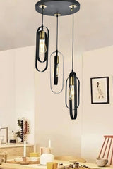 Koza 3-Piece Round Black Modern Young Room Kitchen Retro Living Room Pendant Lamp Chandelier