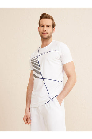 Slim Fit T-Shirt aus Modal mit Rundhalsausschnitt und Print