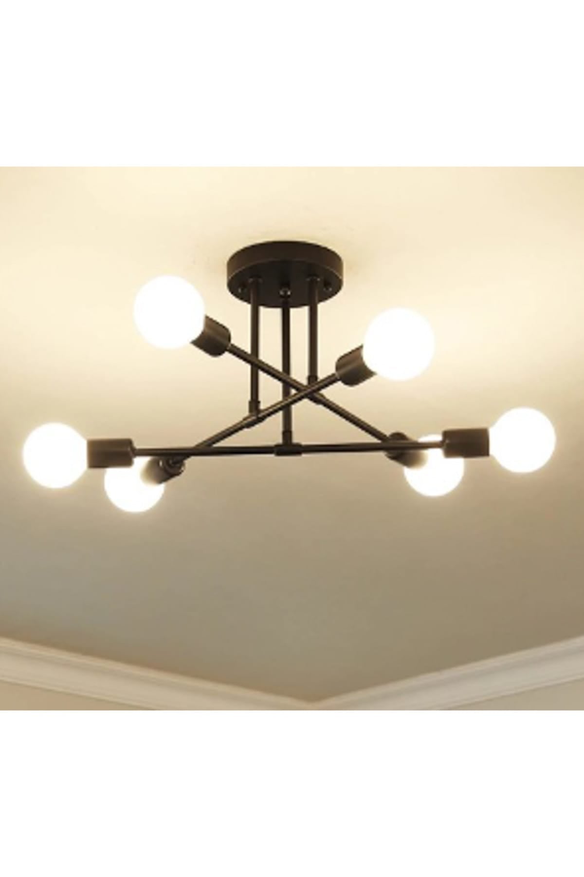 Akra 6-Piece Black Ceiling Mounted/Plafone Chandelier